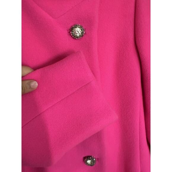 Vintage Hot Pink Wool Coat Original Buttons Mod Union Made USA 60s Kennedy RARE - Picture 6 of 12